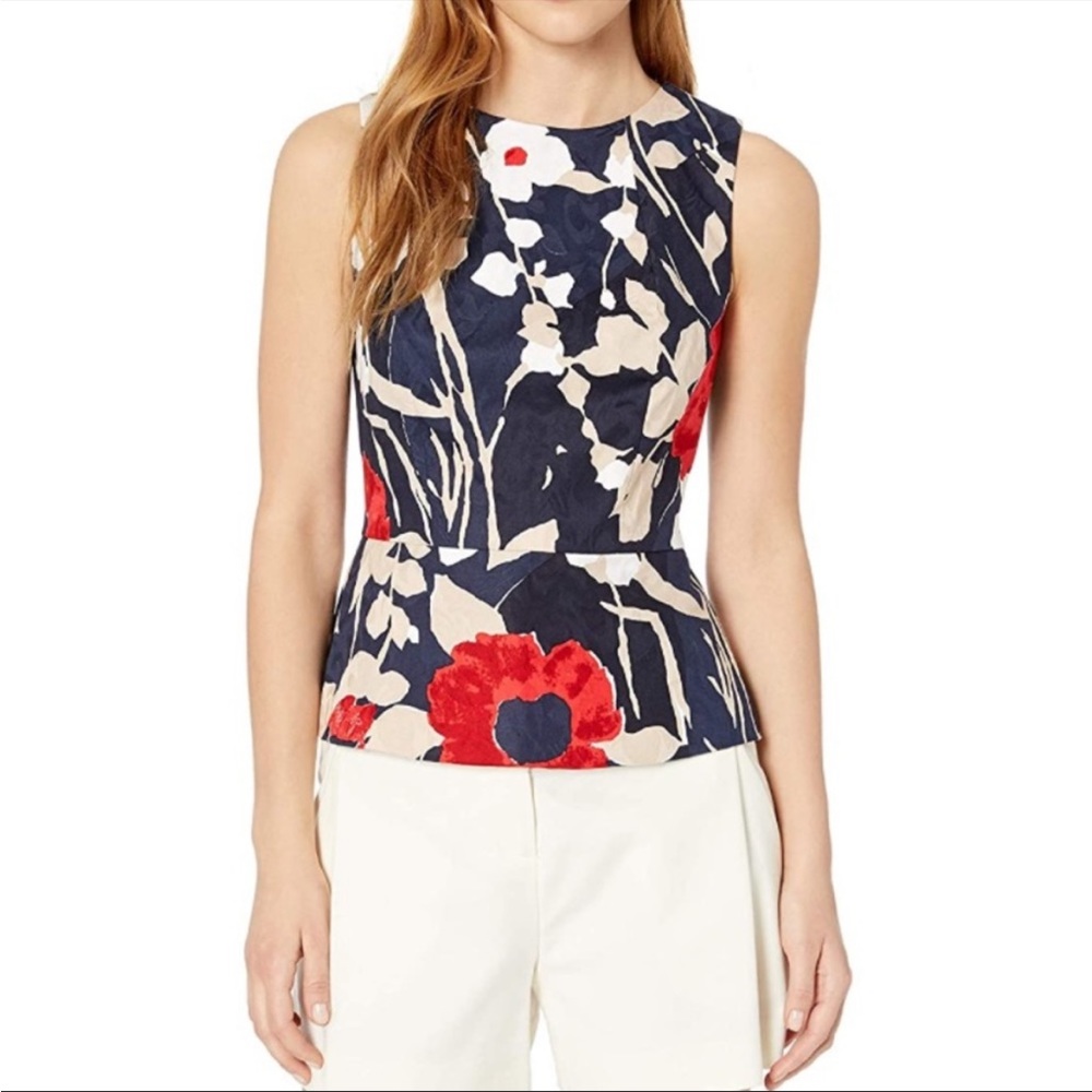 Trina Turk Milagro Floral-Print Peplum Top